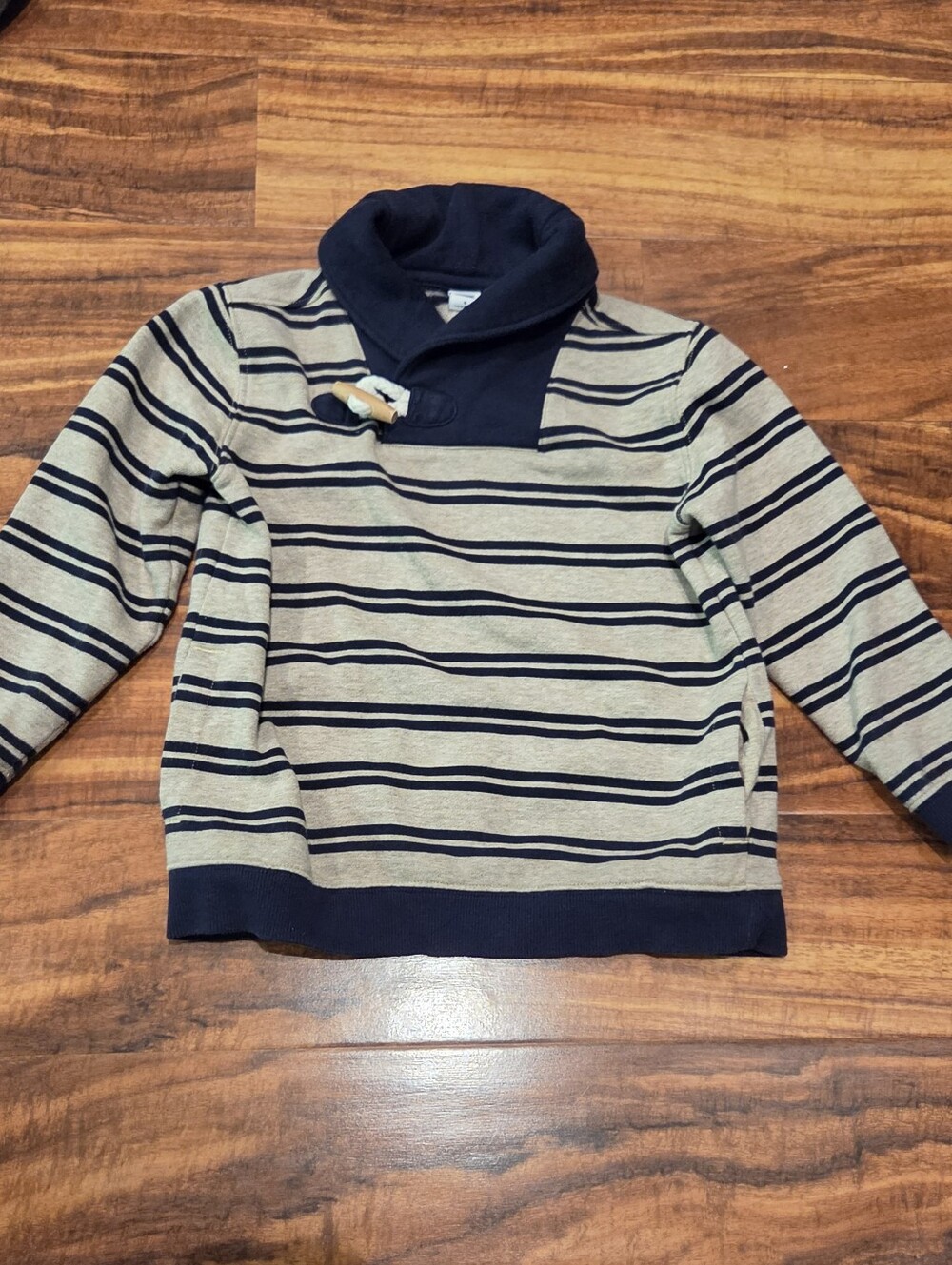 Janie and Jack EUC Boys 5 Navy and Beige Striped Pullover Sweatshirt
